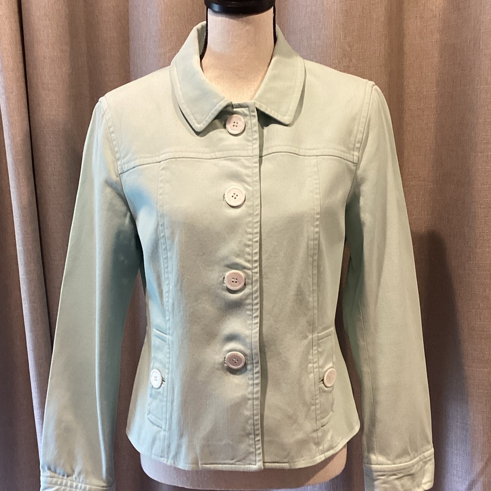 Talbots pale blue/green blazer, size 10.